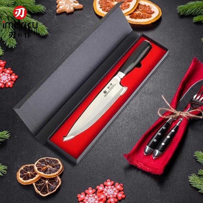 imarku 8 Inch Japanese Chef Knife,Single-Bevel Edge HC Steel Kitchen Knife | Versatile Chef Knife,Ultra-Sharp 13° Angle Rust-Resistant,For Right and Big Hands,Anti-slip Pakkawood Handle,Gift for Men