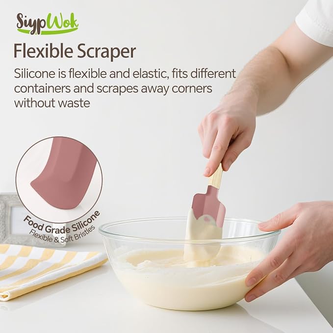 Silicone Spatula Set, Food Grade Rubber Spatula-5 Piece Nonstick Rubber Spatulas, Spoonula, Jar Scraper for Cooking, Baking, Mixing, Frosting - Heat Resistant Up to 600°F (5 Pcs Pink)