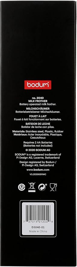 Bodum Schiuma Battery Operated Milk Frother for Coffee, Lattes, Hot Chocolate, Mocha, Cappuccino, Black