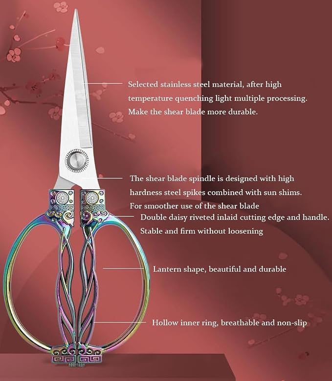 Multi-Purpose Kitchen Shears Scissors, Heavy Duty Stainless Steel Kitchen Scissors for Food with Strong Straight Edge Snips Colorful Handle (Colorful Lanterns)