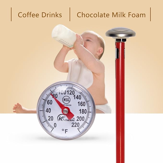 Instant Read 1-Inch Dial Thermometer,Best for The Coffee Drinks,Chocolate Milk Foam