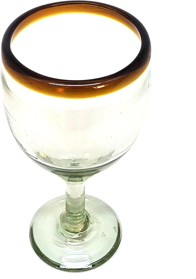 Amber Rim 13 oz Wine Glasses (set of 6), Recycled Glass, Lead-free, Toxin-Free (13oz Wine)