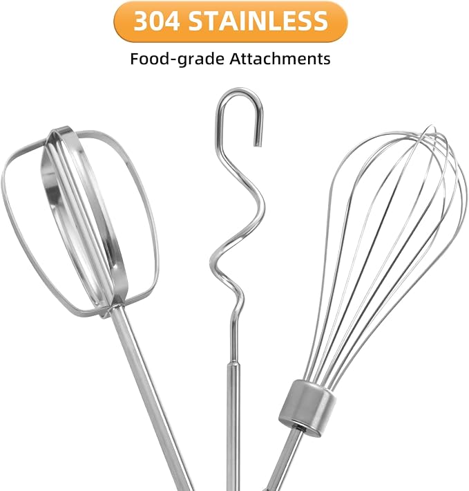Hand Mixer, 5-Speed Electric with Turbo Boost, White, Copper Motor, 400W, Dishwasher-Safe Attachments for Baking, Whipping, Dough