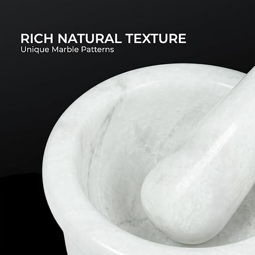 Marble Mortar and Pestle Set 4" Inch Handmade Hand Grinder for Kitchen Ideal Mortar and Pestle Set Spice Grinder and Garlic Crusher, White