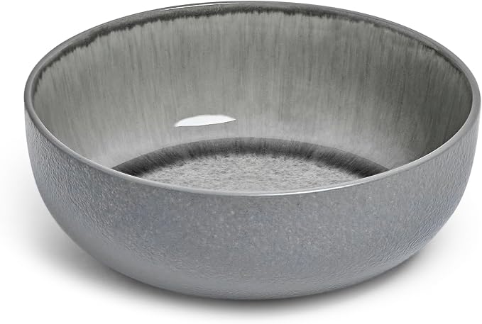 Sango Asher 12-Piece Stoneware Dinnerware Set for 4, Grey Ceramic Plates and Bowls Sets, Modern Dish Set with Reactive Glaze, Durable Kitchen Dishes for Casual Dining, Microwave & Dishwasher Safe