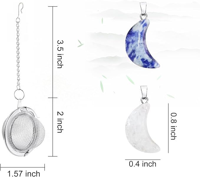 2Pcs Tea Infuser, 2.1 inch Tea Ball with Crystal Moon Pendant,Tea Strainer | Stainless Steel,Tea Diffuser Tea Steeper for Filtering Tea,Tea Infusers for Loose Tea