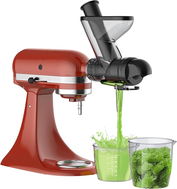 Masticating Juicer Attachment for KitchenAid Stand Mixer | Cold Press Juicer machines with Dual Feed Chute, Slow Masticating Juicer, Attachment for Kitchenaid Mixers
