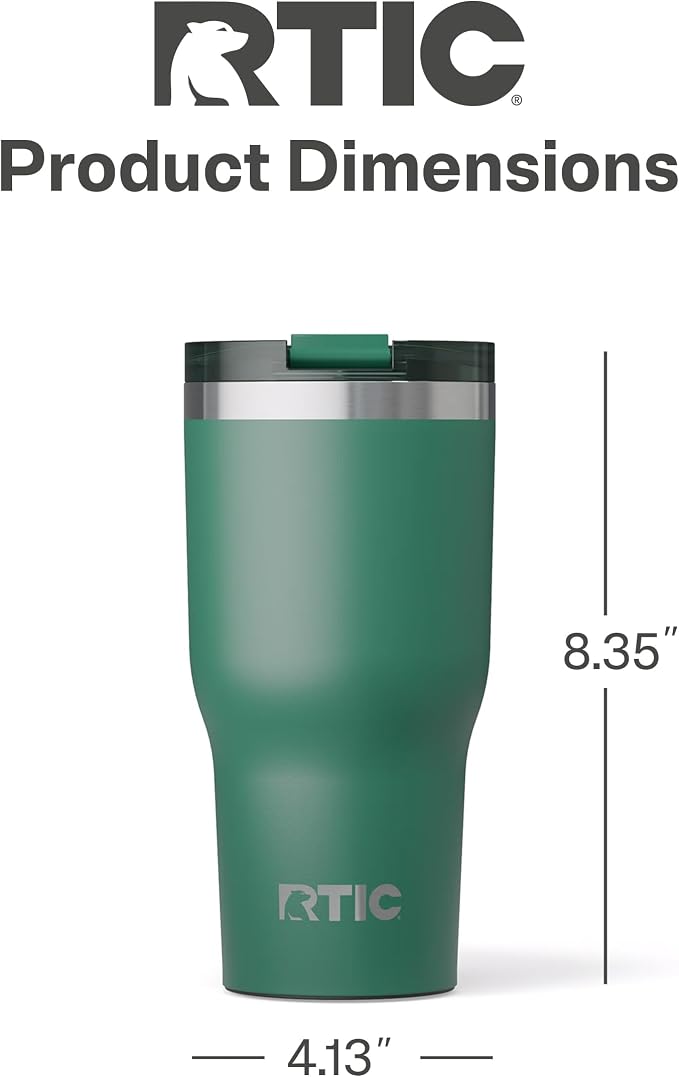 RTIC 30oz Essential Tumbler with Lid, Ceramic Lined, Pine Tree | Insulated, Stainless Steel Metal, Portable Travel Cup for Hot and Cold Drinks, Coffee, Car, Camping and Travel