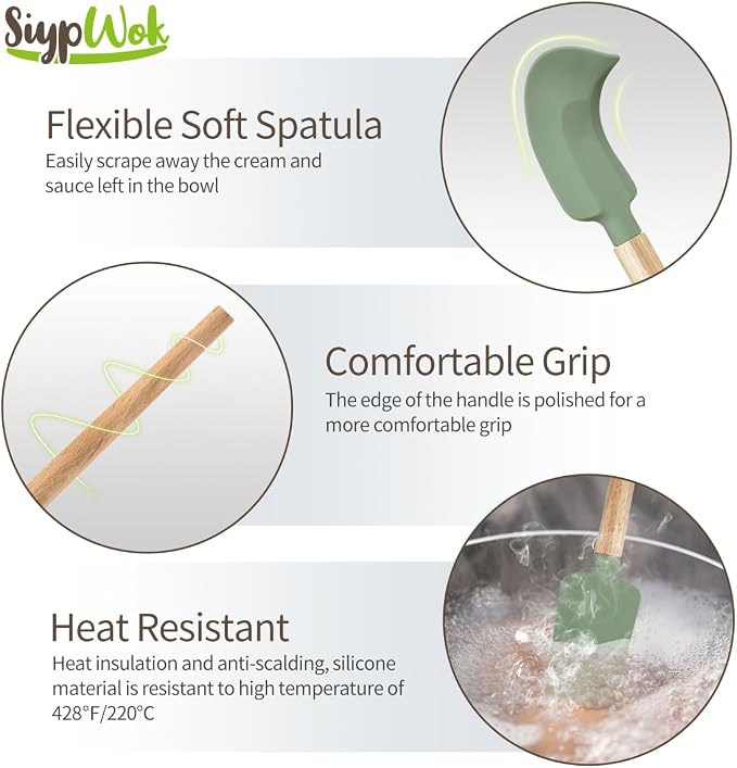 Silicone Spatula Set, Food Grade Rubber Spatula-4 Piece Nonstick Rubber Spatulas, Spoonula, Jar Scraper for Cooking, Baking, Mixing, Frosting - Heat Resistant Up to 600°F (4 Pcs Spatula Colorful)