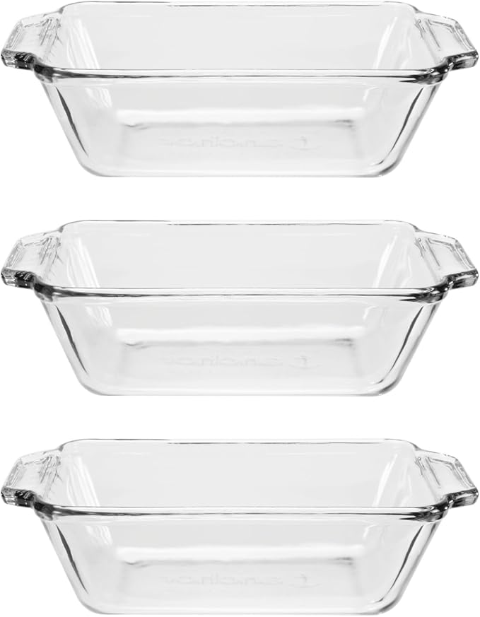 Anchor Hocking Glass Bread Pan, 1.5 Quart Loaf Pan, Set of 3