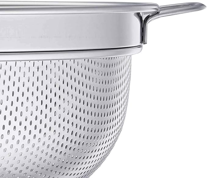 TeamFar Colander, 3qt Stainless Steel Micro-Perforated Colander Strainer | Metal Food Strainer for Draining/Washing/Rinsing Pasta Vegetables Fruits, Healthy, Sturdy & Dishwasher Safe