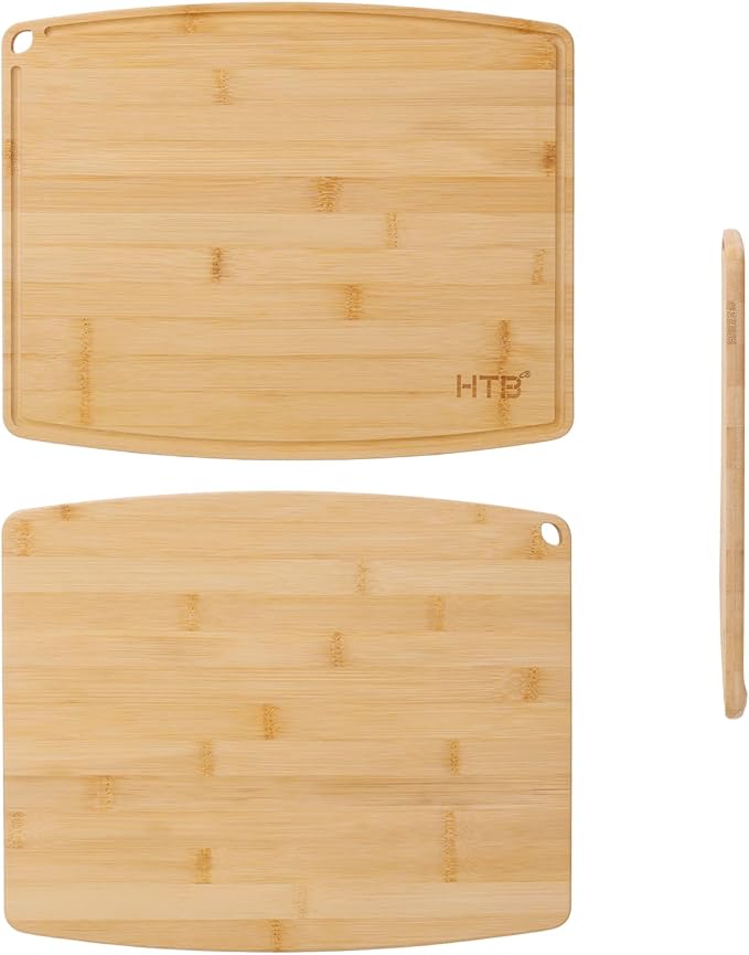 HTB Bamboo Cutting Board for Kitchen Wooden Chopping Board, Large 1PCS | Lightweight, Solid, Large, Bamboo, Sandwich Boards, Serving Boards, Breakfast, Machine wash