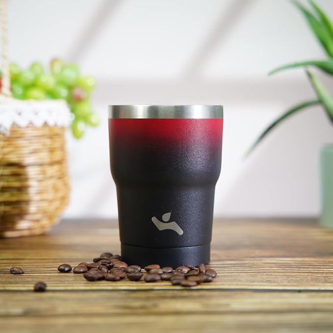 Konokyo 10 oz Tumbler with Handle and Straw, Insulated Travel Mug | Indigo Black; BPA-free, leak-proof tumbler with 2 lids, 2 straws, cup holder fit for coffee, office, travel & daily use