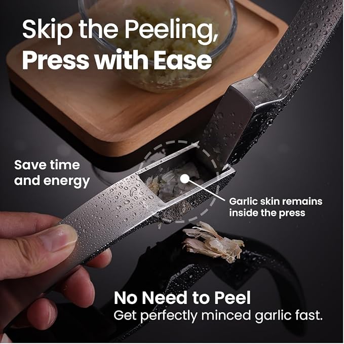 Gourmet Easy Lifetime Replace Garlic Press, No Need to Peel, Coarse Mince | Detachable Design for Easy Cleaning, Ergonomic Handle for Effortless Press, Stainless Steel Rust-Resistant, Dishwasher Safe