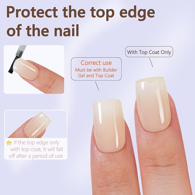Misssix Peach White Ombre Press on Nails 160Pcs Short Square Gel Fake Nails | Gradient No Need to File Tips Pre-lasting, Fake Nails for Nail Art DIY 16 Sizes