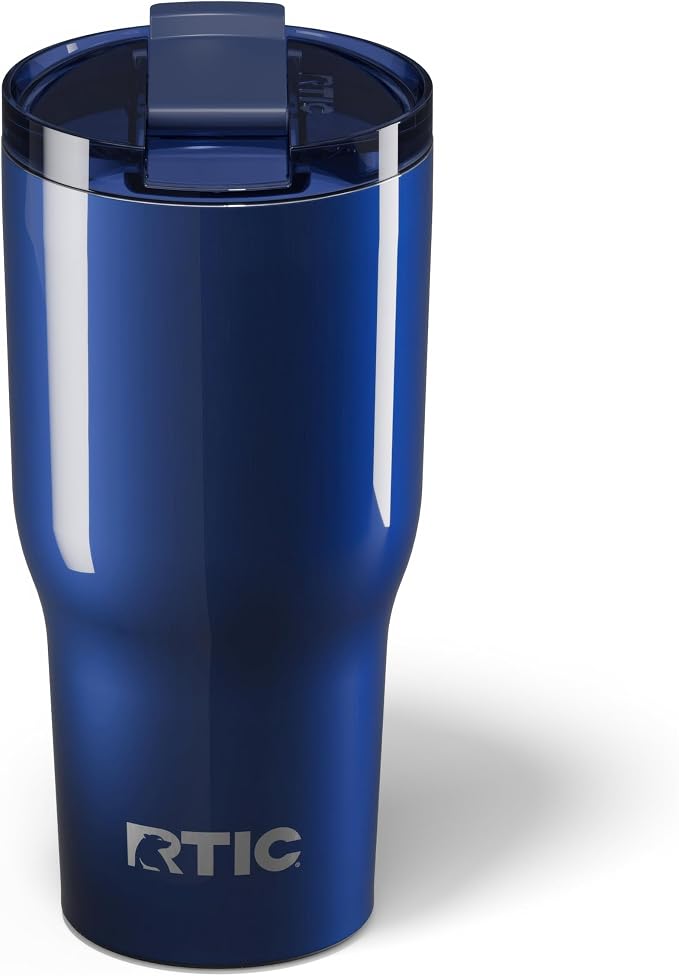 RTIC 30oz Essential Tumbler with Lid, Insulated, Stainless Steel, Metal, Double Wall Vacuum-Insulation, Ceramic Lined, Travel Cup for Iced Coffee, Tea, Hot and Cold Drink, Midnight Dust Metallic