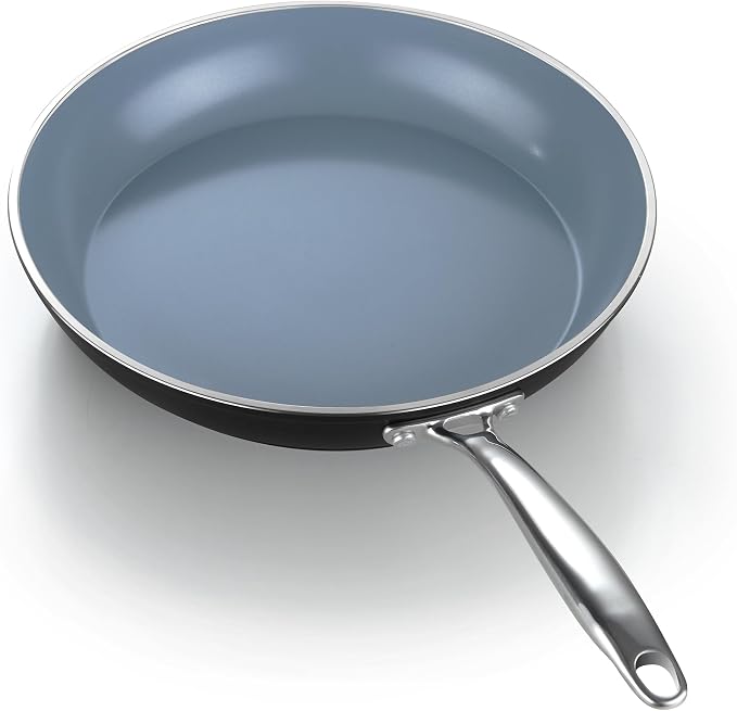 Cook N Home Classic 12 Inch Ceramic Nonstick Frying Pan, Cookware Skillet Egg & Omelet Pan, Induction, Oven Safe, Black