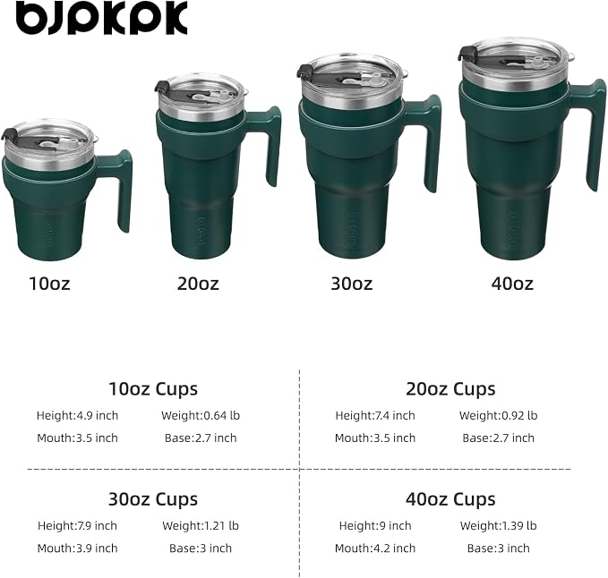 BJPKPK 30 oz Tumbler with Handle & Straw, Insulated Stainless Steel Mug | Double Wall Vacuum, Keeps Hot/Cold, Thermal Cup, BPA Free, Dishwasher Safe, Cupholder Fit, Coffee & Travel, Army Green