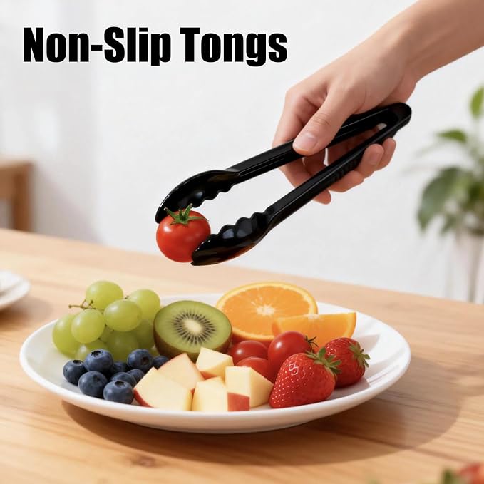 24 Pack Disposable Black Plastic Serving Utensils, Including Plastic Serving Spoons, Forks And Tongs, Disposable Serving Spoons For Buffet Dinner Parties Buffets Banquets Events Weddings And Daily Use