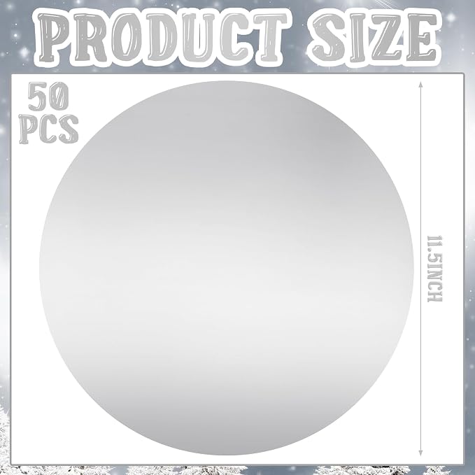 Tioncy 50 Pcs Silver Round Paper Placemats Disposable Table Mats | Elegant Table Mats for Wedding Birthday Banquet, Decorative Paper Design, Festive Dining Decoration, Easy Cleanup Tabletop