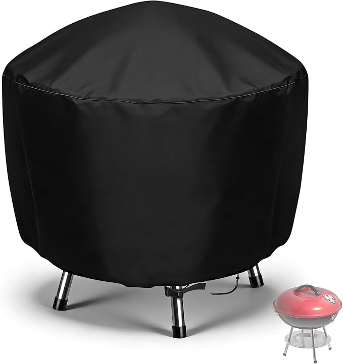 Grill Cover for Cuisinart CCG190RB Portable Charcoal | Waterproof Griddle Cover for Weber Smokey Joe 14 Inch Grill - 16" D×15" H, Black