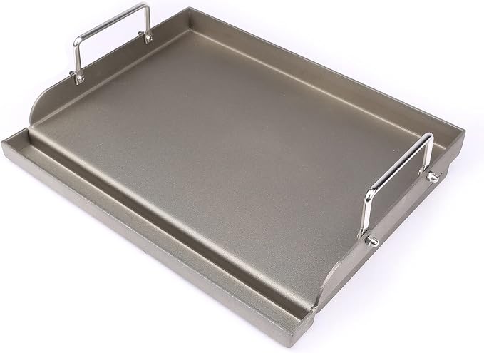 Utheer 17 x 13 Nonstick Cast Iron Griddle for Gas Grill, Flat Top Plate | Fits Weber, Nexgrill, Charbroil, Camp Chef and Kenmore grills for outdoor cooking, breakfast, burgers and flat-top meals