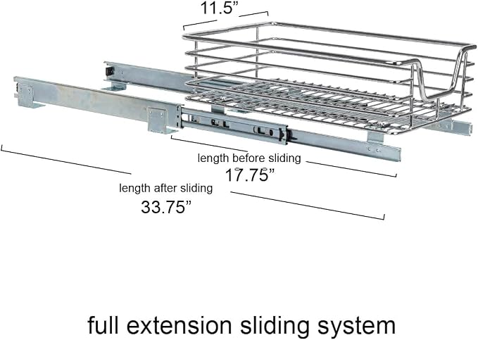 Household Essentials Chrome-Plated Steel Under-Cabinet Pull-Out Organizer