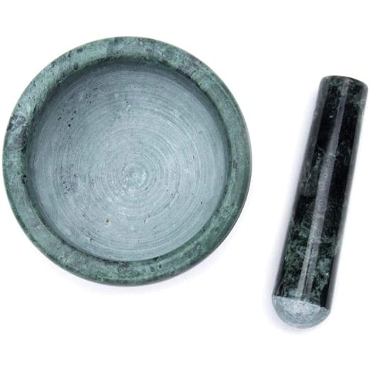 Fox Run Marble Mortar and Pestle, Green, 4" | Designed For Efficient Grinding Of Spices & Herbs | Natural Marble Mortar & Pestle Set | Beautiful Small Green Spice Grinder
