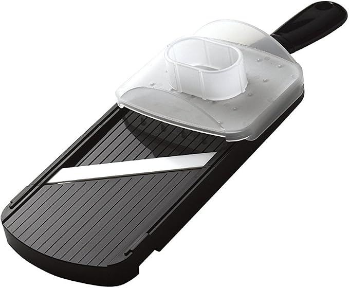 Kyocera Advanced Ceramic Adjustable Mandoline Vegetable Slicer with Handguard-Black | KYOCERA Adjustable Mandoline Slicer: Ultra-Sharp Ceramic Blade with 4 Thickness Settings for Precision Vegetable Slicing