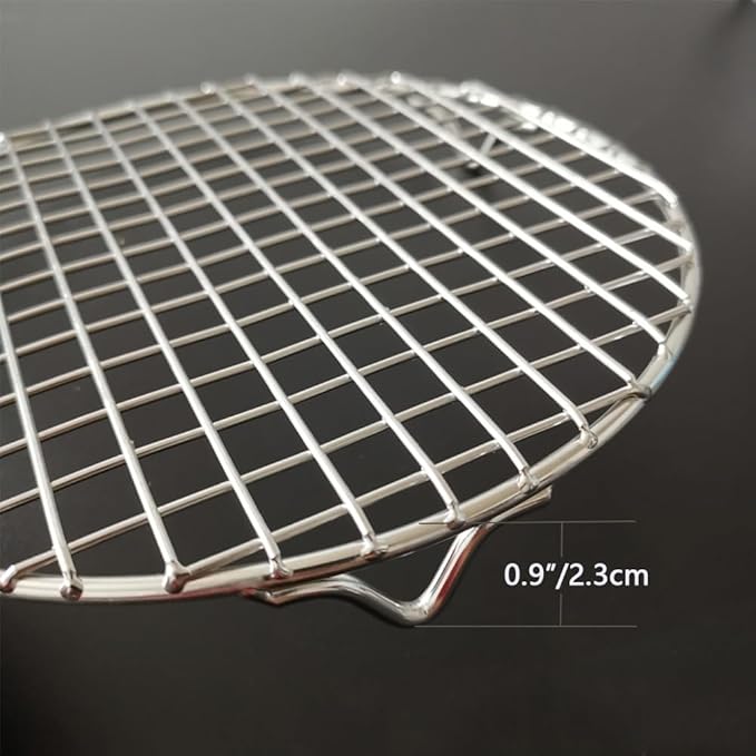 Wire Baking Rack with Legs for Airfryer/Oven/Sheet Pan Dia 9.8" Multi-Purpose Round Cooling Cooking Rack 304 Stainless Steel Barbecue Rack/Carbon Baking Net/Grill/Pan Grate (250mm/9.8")