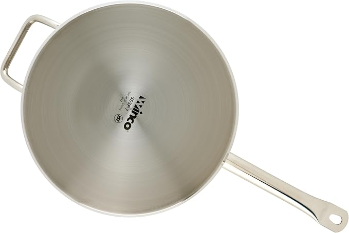 Winco 7 1/2 qt 7.5 qt Stainless Steel Sauce Pan with Cover | Heavy-duty, Tri-ply construction, Helper handle, Great for Cooking and Food Preparation