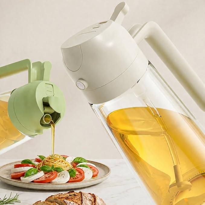 Oil Sprayer for Cooking, 16oz/470ml 2-in-1 Glass Olive Oil Dispenser