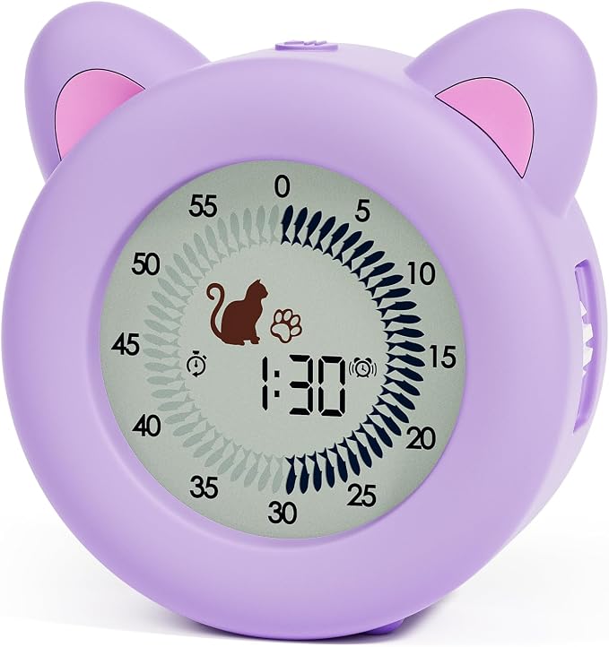 299 Min Visual Timer for Kids with Pause Function, Clock and Alarm | Cat Desk Countdown Timer, ADHD Autism Toddler Support, Cute kitty, Girl Timer for Classroom, Kitchen and Office