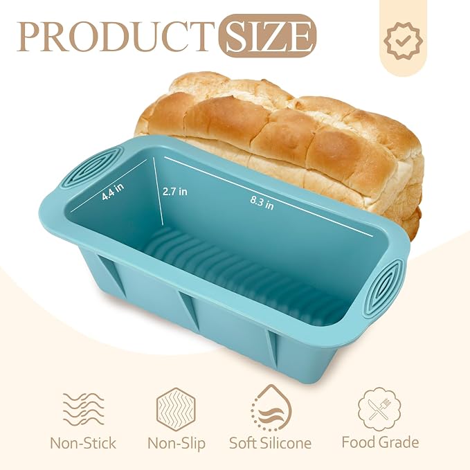 Koolstuffs Silicone Bread Loaf Pan, 2 PCS Rectangular Non-Stick Baking Mold Pans for Oven, Bread, Cake, Easy Release | Rectangular Non-Stick Baking Mold Pans for Oven, Bread, Cake, Easy Release