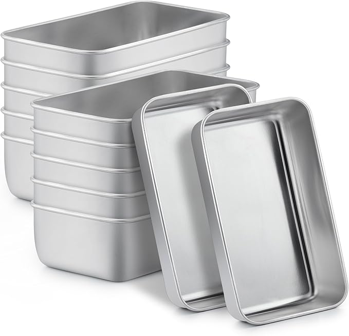 TeamFar Loaf Pans for Baking, 9 x 5 Inch Stainless Steel Loaf Bread Pans | Bread Pans Tins for Homemade Bread/Brownies, Healthy & Sturdy, Oven & Dishwasher Safe - Set of 12