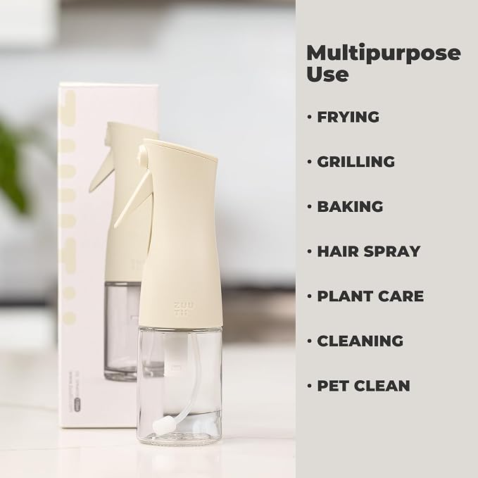 Zuutii Oil Sprayer for Cooking, 170ml Olive Oil Sprayer Mister, Olive Oil Spray Bottle for Salad, BBQ, Continuous Spray with Portion Control, Kitchen Baking, Roasting,Hairstyling,Light Cream