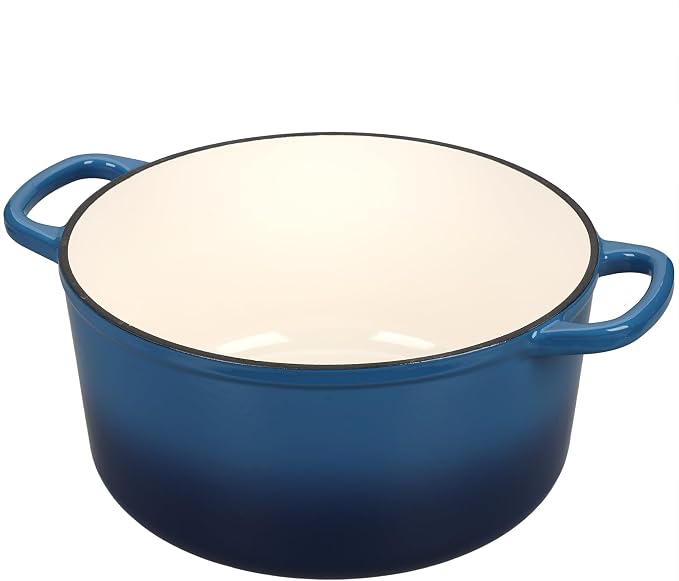 EDGING CASTING Enameled Cast Iron Dutch Oven with Sourdough Bread Baking Kit, Bread Dutch Oven with Lid, Includes Proofing Basket & Baking Tools, 5qt, Lake Blue