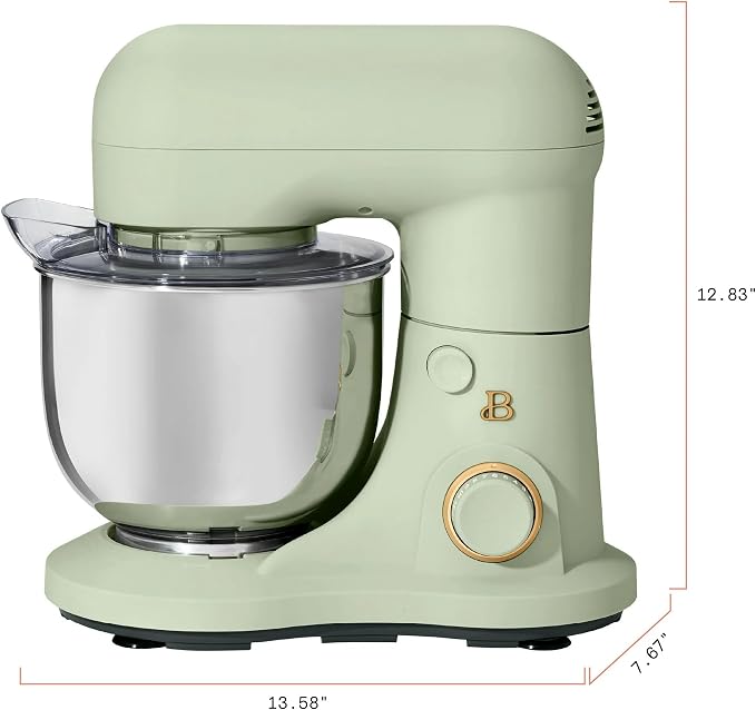 3.5 Qt Stand Mixer, 300W Powerful Motor, Tilt-Head Design with Stainless Steel Bowl, 12 Speeds, Includes Dough Hook Whisk Beater for Baking Mixing (Sage Green)