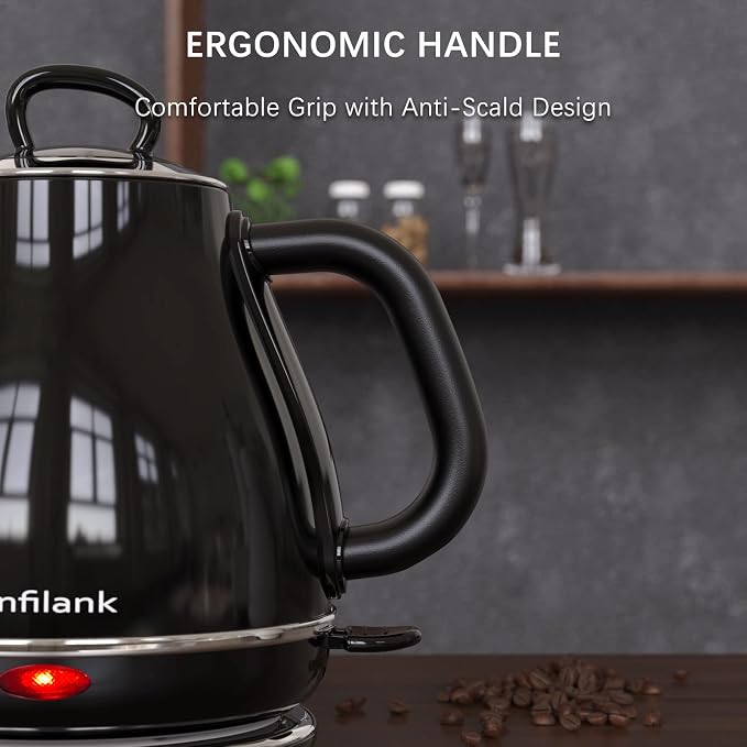 Anfilank Electric Gooseneck Kettle, 1L 1500W Fast Boil, 100% Stainless Steel BPA Free Pour-Over Coffee & Tea Kettle, Water Boiler with Auto Shut & Boil-Dry Protection, Black