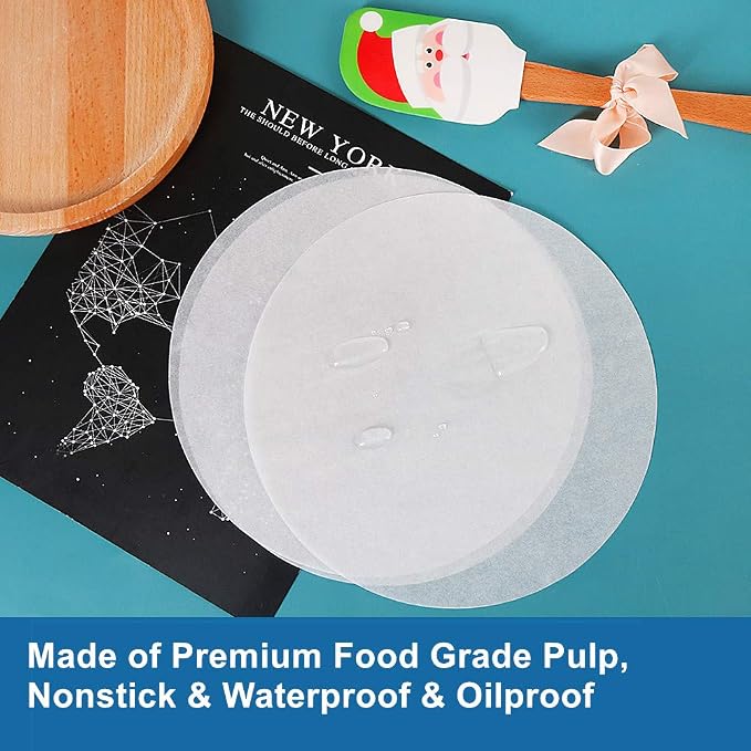 Baking Parchment Circles, Set of 100, 9 Inch Non Stick Round Parchment Paper for Springform Cake Tin, Toaster Oven, Microwave and so on