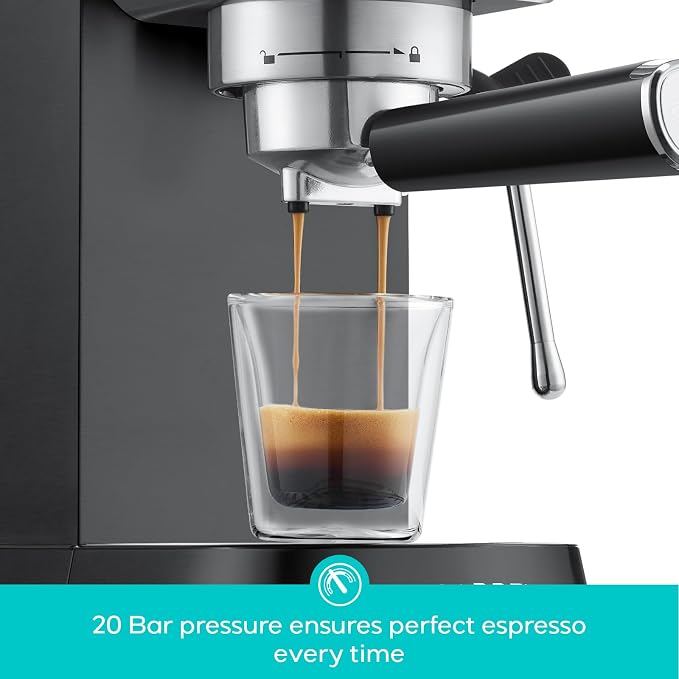 CASABREWS CM5418 Espresso Machine, Espresso Coffee Maker with Steam Wand | Stainless Steel, 20-Bar Pump, Built-in Pressure Gauge, Powerful Steam Wand for Cappuccino Latte for Home, 34oz Water Tank