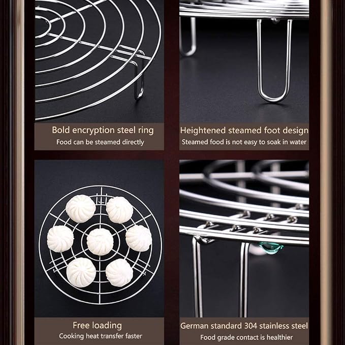 Steam Rack, Heavy Duty Steaming Rack Stand, Stainless Steel Round Steamer Cooling Rack Trivet, Pot Steamer Insert Food Stand, Steaming Cookware Accessories(SIZE:15.5cm/6.1in)
