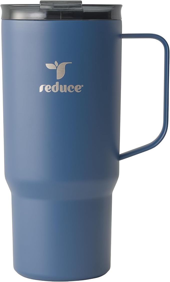 REDUCE 24oz Hot1 Vacuum Insulated Mug w/Lid and Handle - Coffee & Tea Cup | With Flo-Motion lid and handle, single-serve and cupholder friendly, keeps drinks hot for up to 8 hours