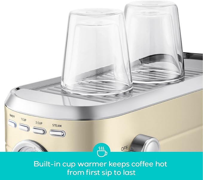 CASABREWS CM5418 Espresso Maker, Compact Espresso Machine with Milk Frother | Stainless Steel, 20-Bar Pump, Built-in Pressure Gauge, Powerful Steam Wand for Cappuccino Latte for Home, 34oz Water Tank