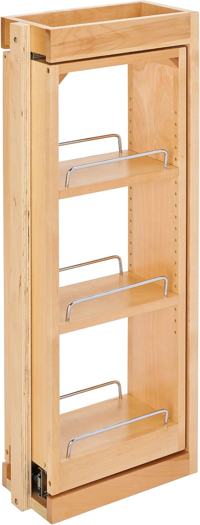 Rev-A-Shelf Kitchen Cabinet Pullout Wall Filler Wooden Organizer Slide Out Pantry Storage w/Soft-Close in Multiple Sizes, Maple Wood, 432-WFBBSC30-6C