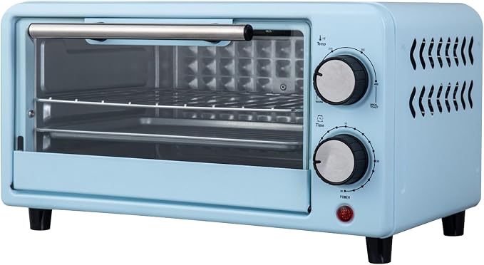Kitchen Elite 4-Slice Countertop Toaster Oven, Stainless Steel Tray, Blue