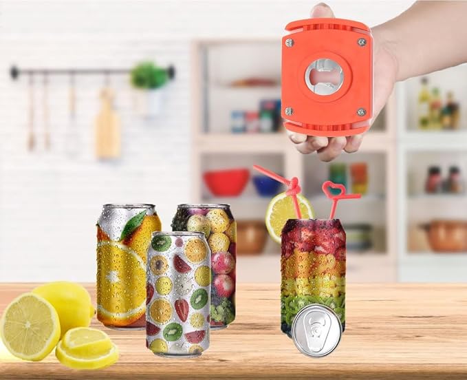 Aluminum Can Opener，Can Top Remover， Beer- Soft Edge- Soda- Can Opener-Red | Handheld Safety Manual Can Opener，for 8-19 Oz aluminum Soft Edge Cans, Home, Kitchen, Bar, Camping and DIY projects Tool