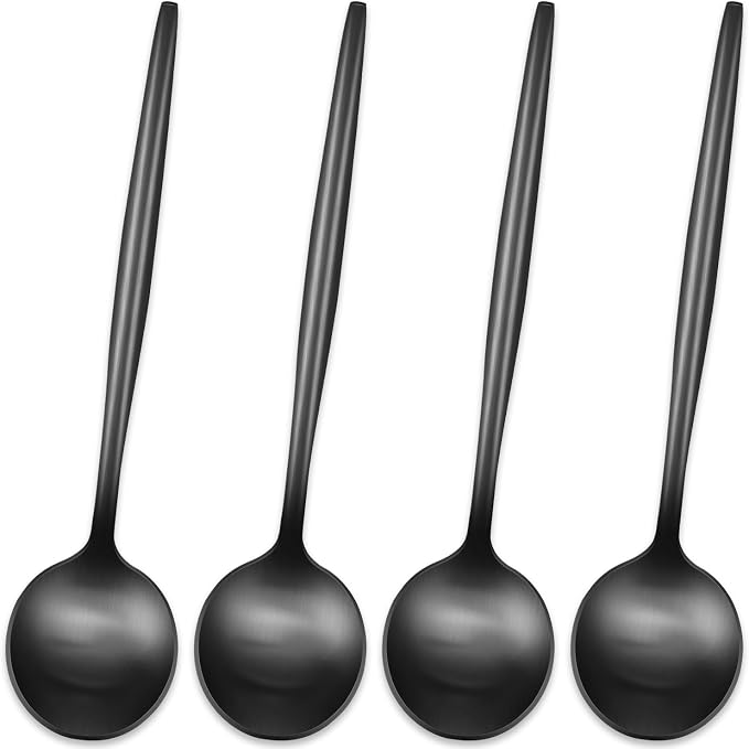5.1 Inches Satin Black SS18/10 Teaspoon,Set Of 4 Stainless Steel Mini Coffee Spoons,Small Tea Spoon,Black Demitasse Spoons,Espresso Spoon