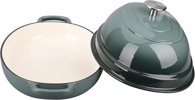 EDGING CASTING Enameled Oval Cast Iron Dutch Oven Pot with Lid, Bread Dutch Oven for Sourdough Bread Baking, Dutch Oven Bread, Bread Oven, 6QT, Slateblue