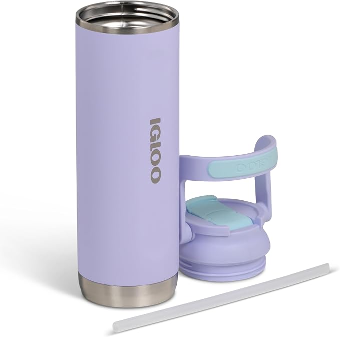 Igloo, 20 oz Sports Sipper, Reusable Travel Mug, Stainless Steel Insulated Hydration Cup for Hot & Cold Beverages, Lilac